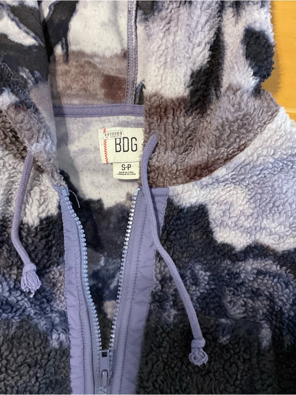BDG Purple and Navy Sherpa Zip Hoodie - Picture 3 of 4